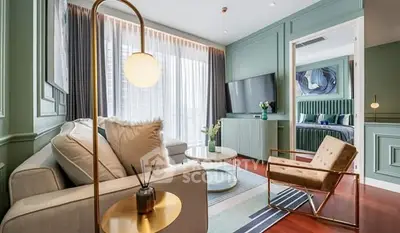 Luxurious modern living room with elegant decor and stylish furniture