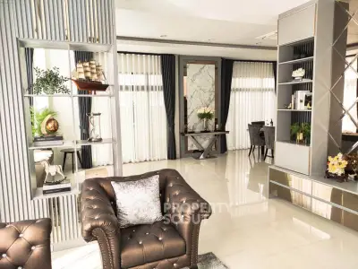 Luxurious living room with elegant decor and plush seating in a modern home