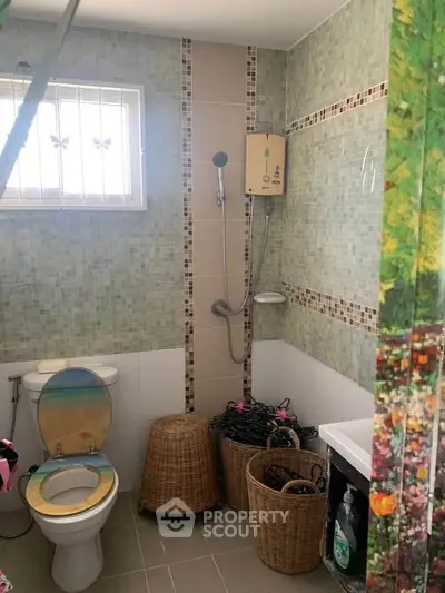 Charming bathroom with unique decor and natural light