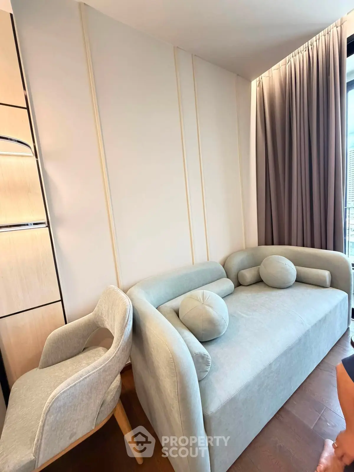 Modern living room with stylish sofa and elegant decor