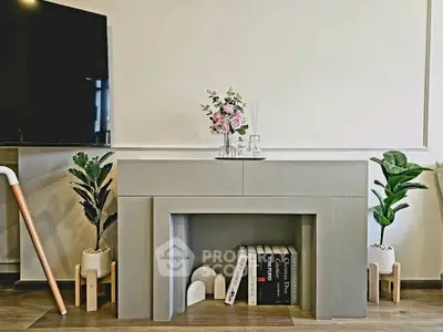 Stylish modern living room with elegant decor and sleek TV setup