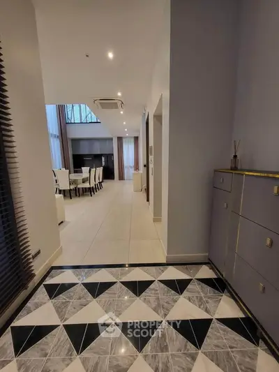 Elegant modern interior with spacious dining area and stylish decor