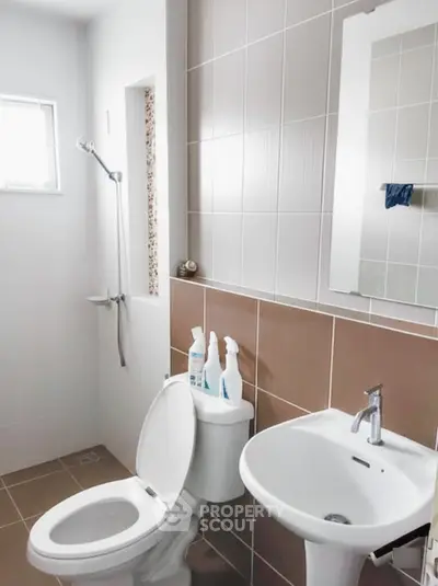 Modern bathroom with sleek fixtures and natural light