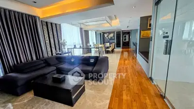 Luxurious modern living room with elegant decor and spacious layout