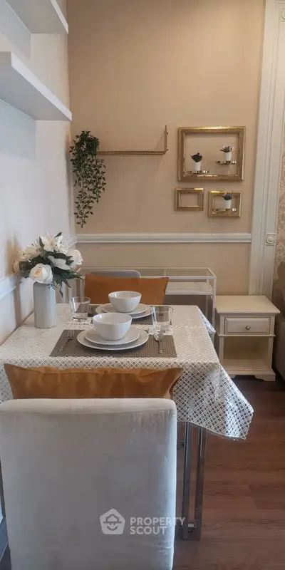 Charming dining area with elegant decor and cozy seating