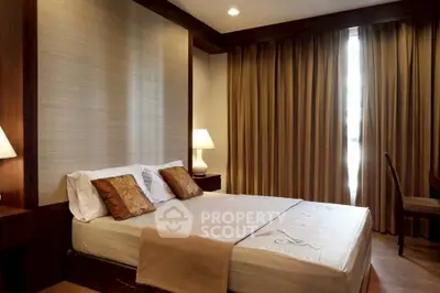 Elegant bedroom with warm lighting and stylish decor