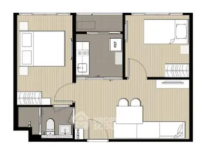Modern apartment floor plan with spacious layout and stylish design.