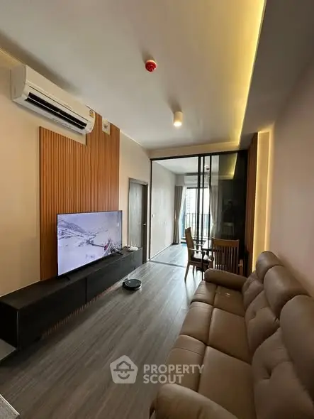 Modern living room with sleek furniture and stylish decor