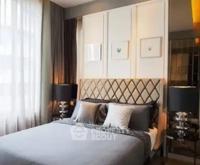 Luxurious modern bedroom with stylish decor and cozy ambiance