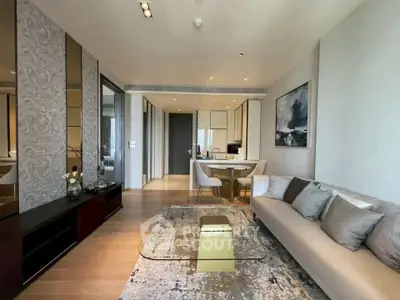 Luxurious modern living room with elegant decor and open kitchen layout