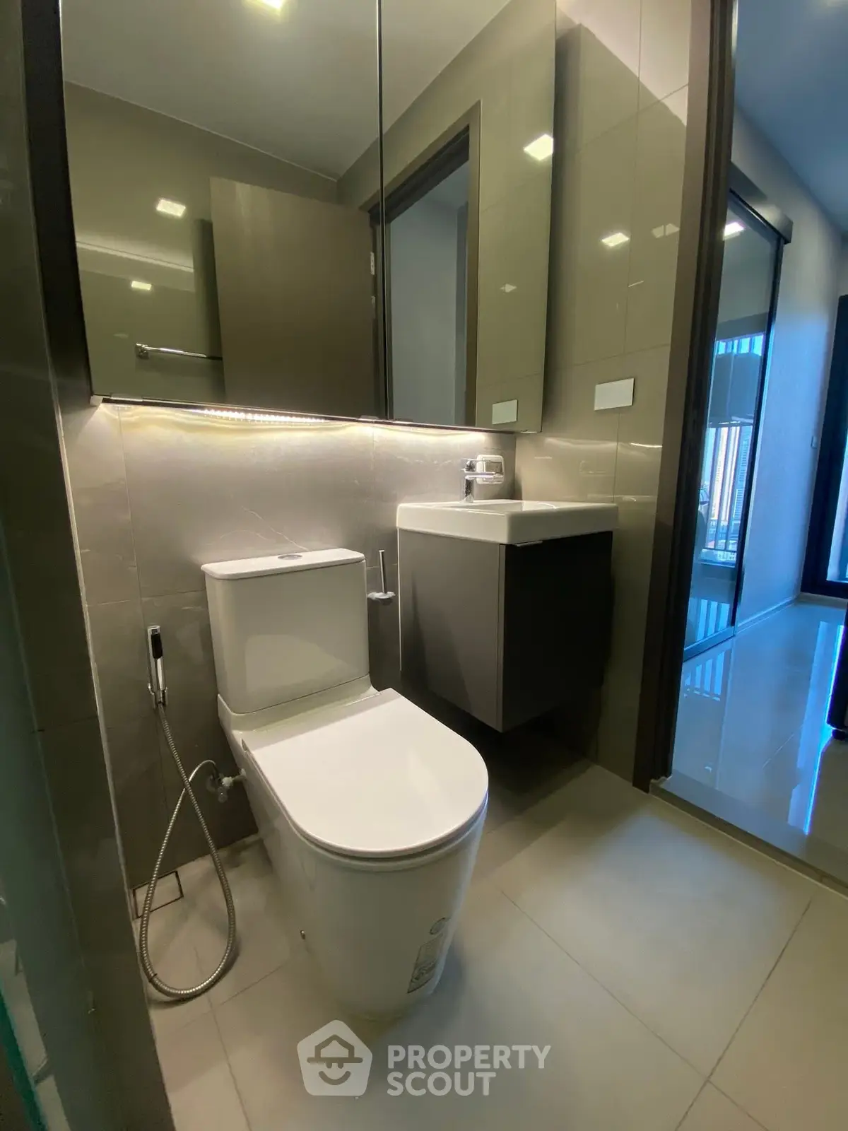 Modern bathroom with sleek fixtures and contemporary design