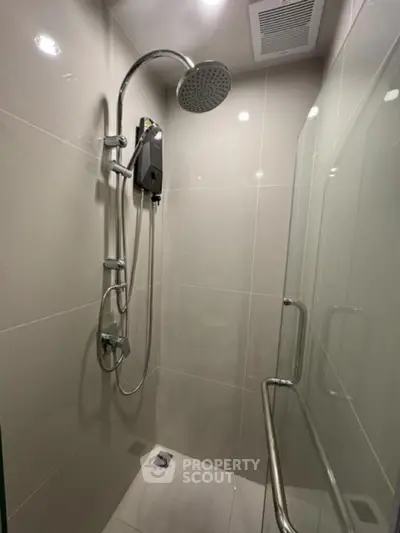 Modern bathroom with sleek shower design and glass enclosure