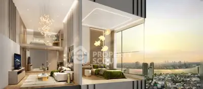Luxurious modern apartment with stunning city view and elegant interior design