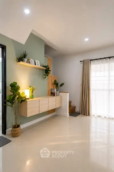 Modern living room with stylish decor and natural light