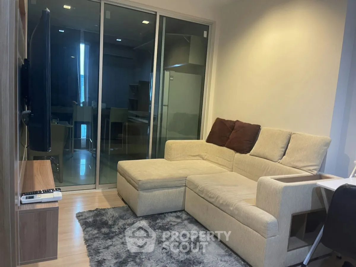 Modern living room with cozy sectional sofa and stylish decor