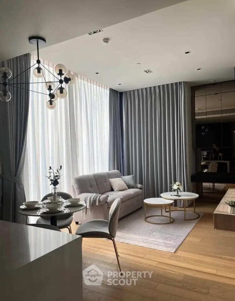 Modern living room with elegant decor and natural light