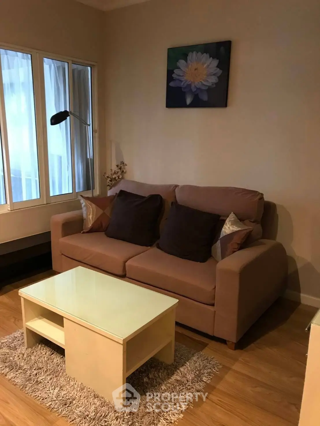 Cozy living room with a comfortable sofa and modern decor