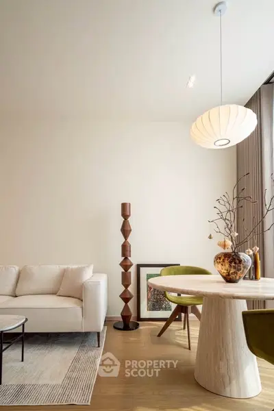 Stylish modern living room with elegant decor and cozy seating area