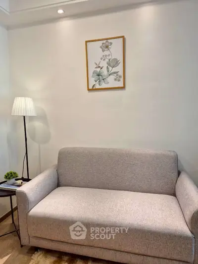 Cozy living room with elegant sofa and stylish decor