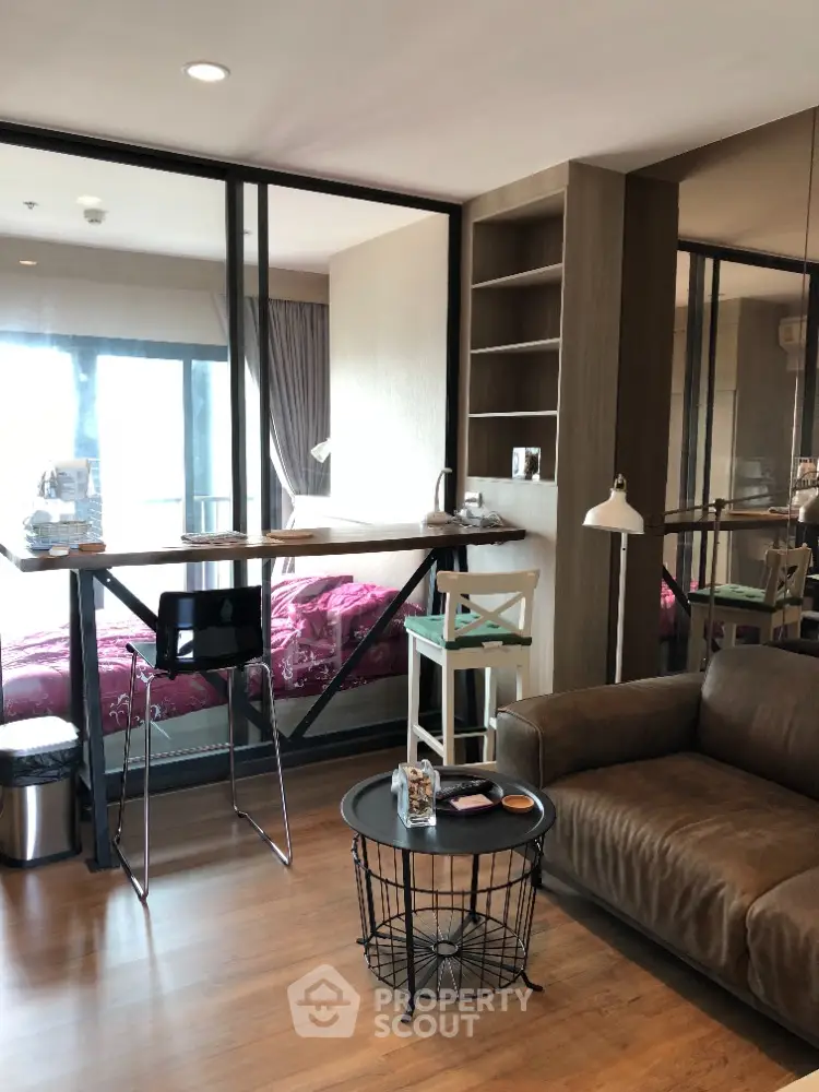 Modern studio apartment with stylish open layout and cozy living area