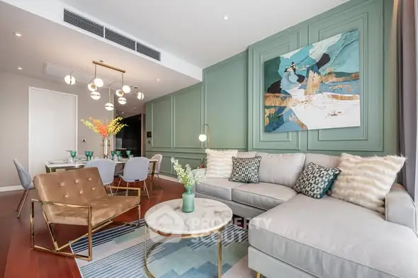 Luxurious modern living room with elegant decor and stylish furniture