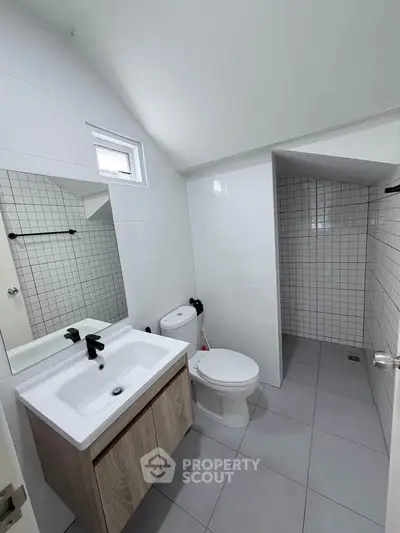 Modern bathroom with sleek fixtures and minimalist design
