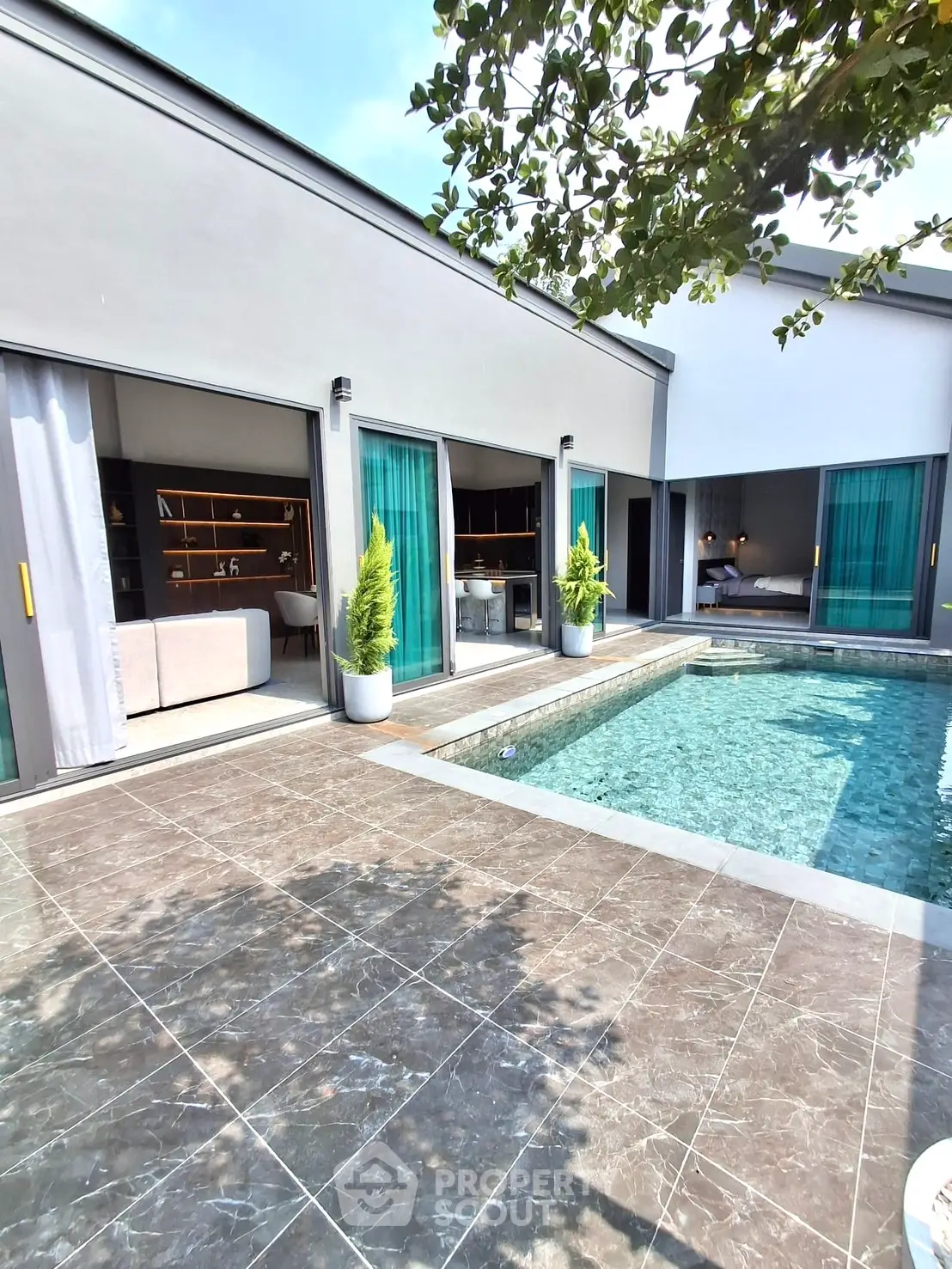 Luxurious modern villa with private pool and elegant interiors