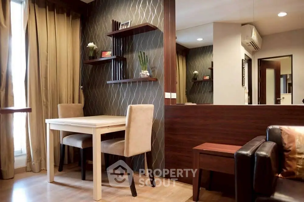 Stylish modern living room with elegant dining area and contemporary decor