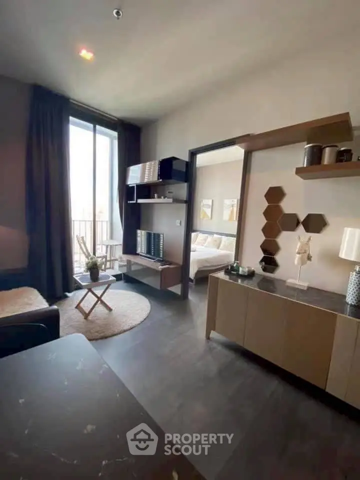 Modern living room with stylish decor and natural light