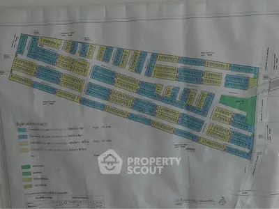 Detailed real estate plot map showcasing diverse property layouts and zoning areas.