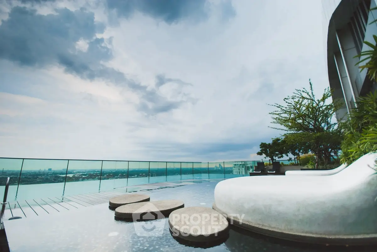 Luxurious rooftop with stunning city view and modern design