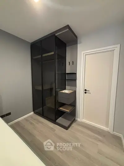 Modern storage unit in sleek interior design with neutral tones