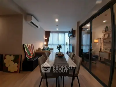 Modern living room with dining area and stylish decor