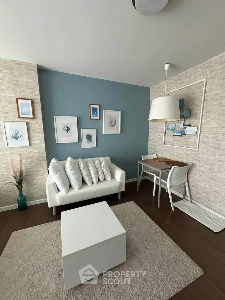 Chic living room with modern decor and cozy seating area