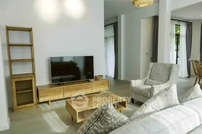 Modern living room with stylish furniture and natural light