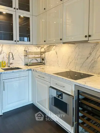 Luxurious modern kitchen with marble countertops and sleek appliances