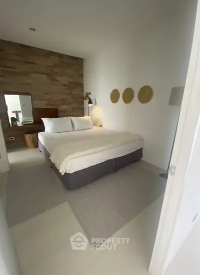 Modern bedroom with stylish decor and cozy ambiance