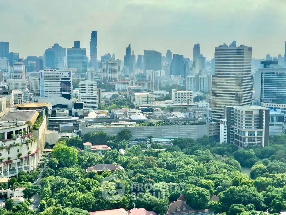 Stunning cityscape view with lush greenery and modern skyline, perfect for urban living enthusiasts.
