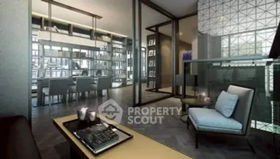 Luxurious modern living room with elegant decor and floor-to-ceiling windows.