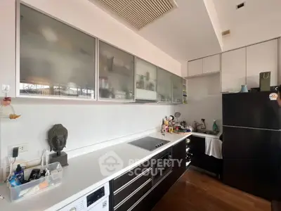 Modern kitchen with sleek cabinets and built-in appliances