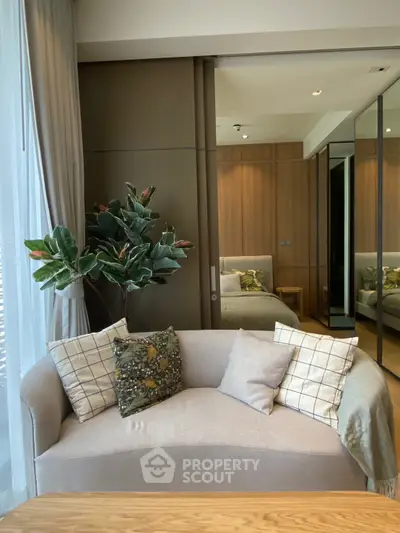 Stylish modern living room with cozy sofa and elegant decor