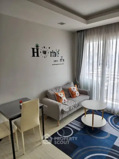 Cozy living room with modern decor and natural light