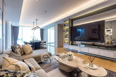 Luxurious modern living room with elegant decor and spacious layout