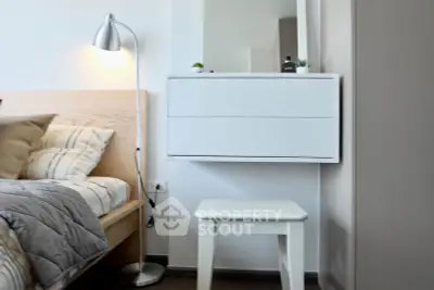 Modern bedroom with sleek furniture and stylish decor