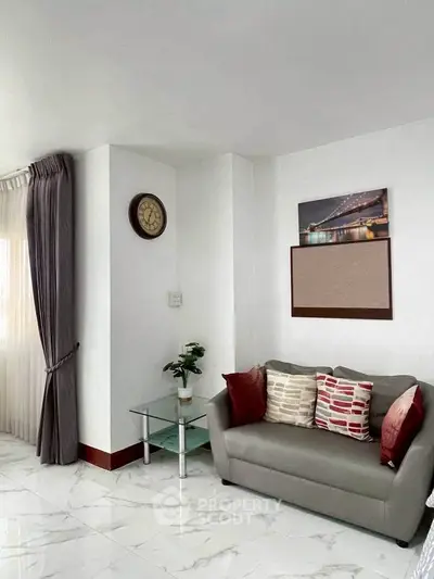 Modern living room with stylish sofa and elegant decor