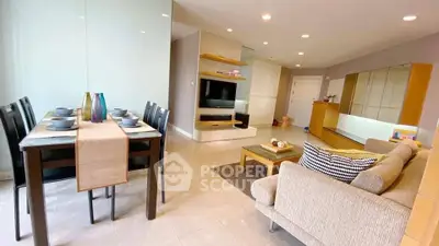Spacious modern living room with dining area and stylish decor
