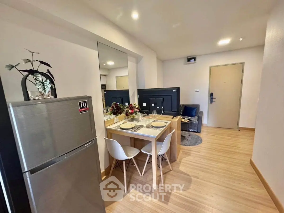 Modern apartment interior with dining area and stylish decor