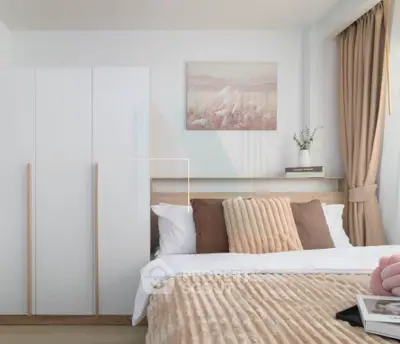 Cozy bedroom with modern decor and natural light