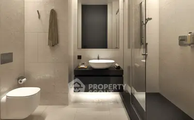 Luxurious modern bathroom with sleek fixtures and elegant design