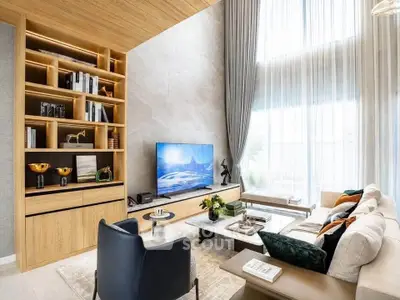 Luxurious modern living room with high ceilings and elegant decor